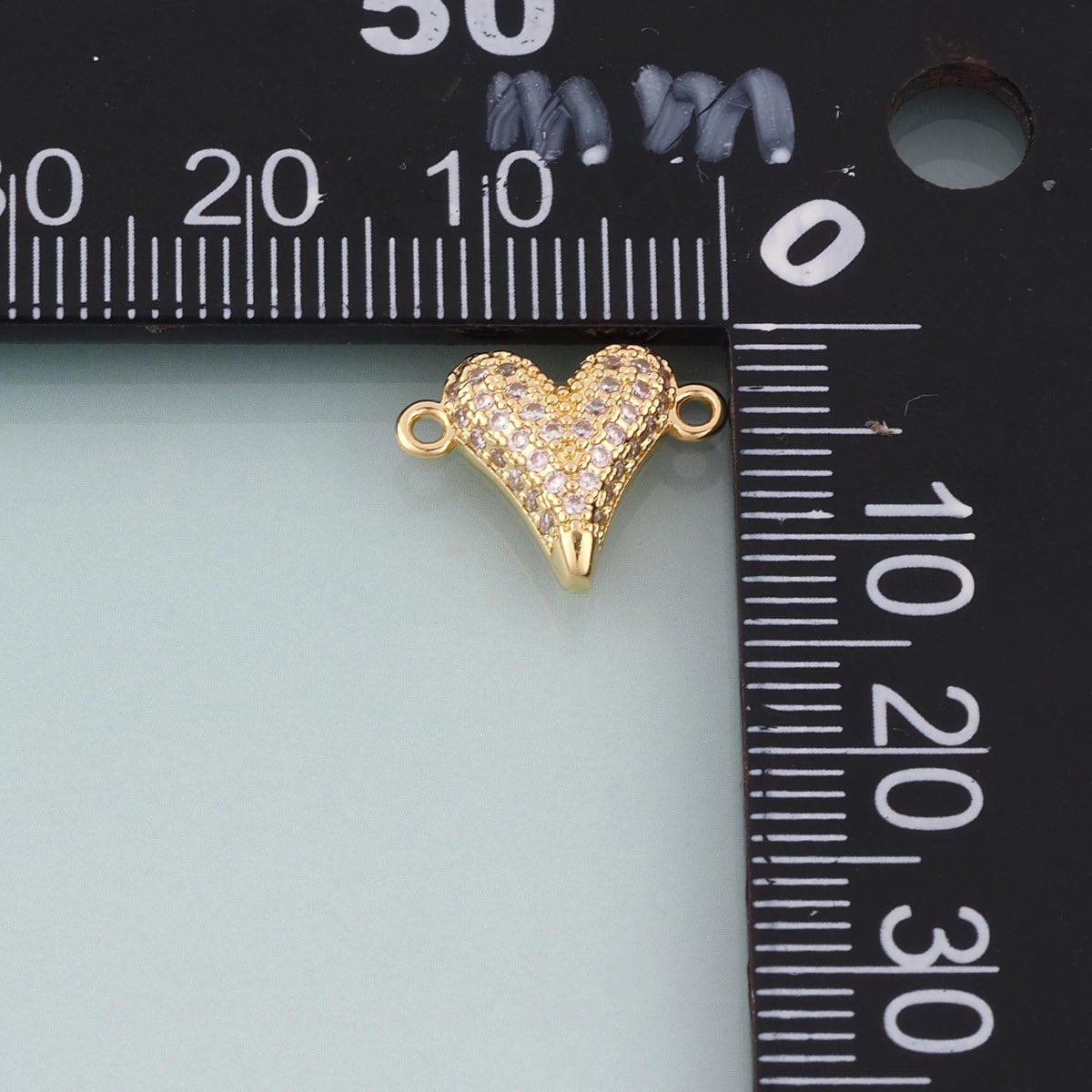 18K Gold Filled Pave CZ Heart Connector,Heart Connector Bracelet Necklace for DIY Jewelry Making Supply