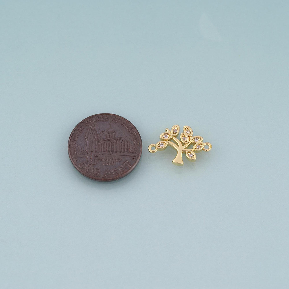 18K Gold Filled Cubic Zirconia Tree Connector for Jewelry Making