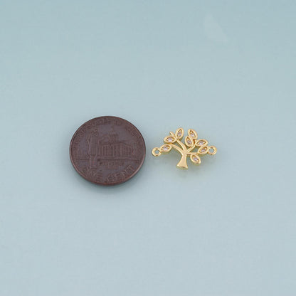 18K Gold Filled Cubic Zirconia Tree Connector for Jewelry Making