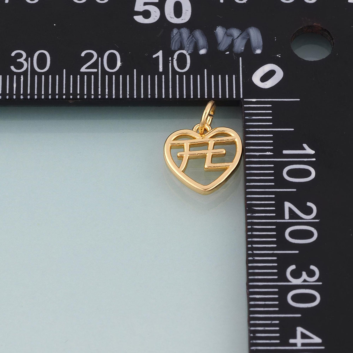 18K Gold Filled Cutout Heart Pendant,Minimalist Heart Charm Bracelet Necklace for DIY Jewelry Making Supply