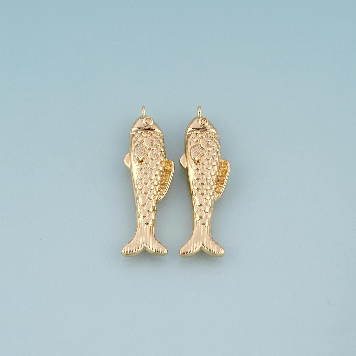 18K Gold Filled Koi Fish Pendant,Lucky Fish Charm Bracelet Necklace for DIY Jewelry Making Supply