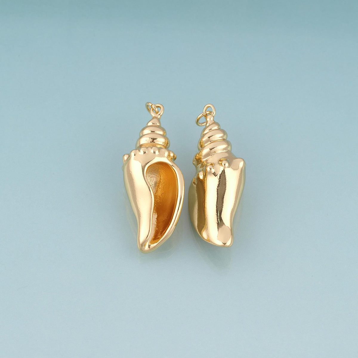 18K Gold Filled Conch Pendant,Ocean Beach Charm Bracelet Necklace for DIY Jewelry Making Supply