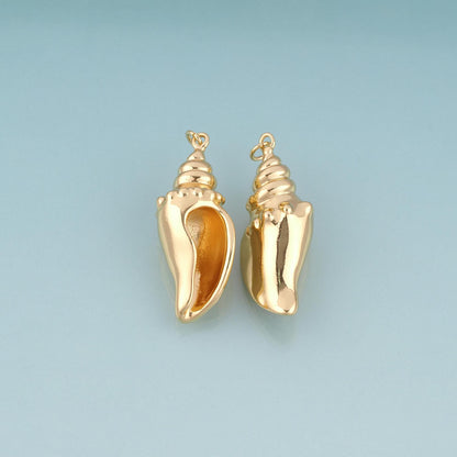 18K Gold Filled Conch Pendant,Ocean Beach Charm Bracelet Necklace for DIY Jewelry Making Supply
