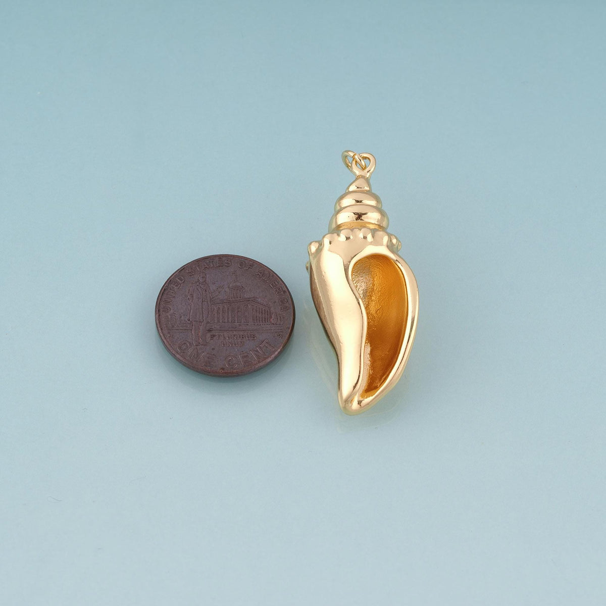 18K Gold Filled Conch Pendant,Ocean Beach Charm Bracelet Necklace for DIY Jewelry Making Supply