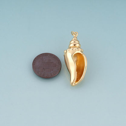 18K Gold Filled Conch Pendant,Ocean Beach Charm Bracelet Necklace for DIY Jewelry Making Supply