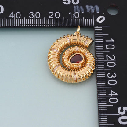 18K Gold Filled CZ Ammonite Pendant,Ocean Beach Charm Bracelet Necklace for DIY Jewelry Making Supply