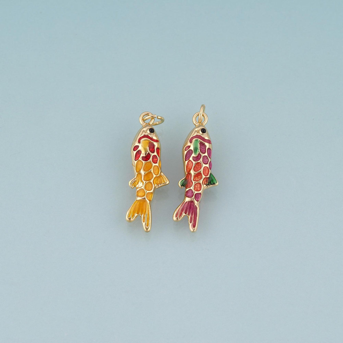 18K Gold Filled Koi Pendant,Luck Charm Bracelet Necklace for DIY Jewelry Making Supply