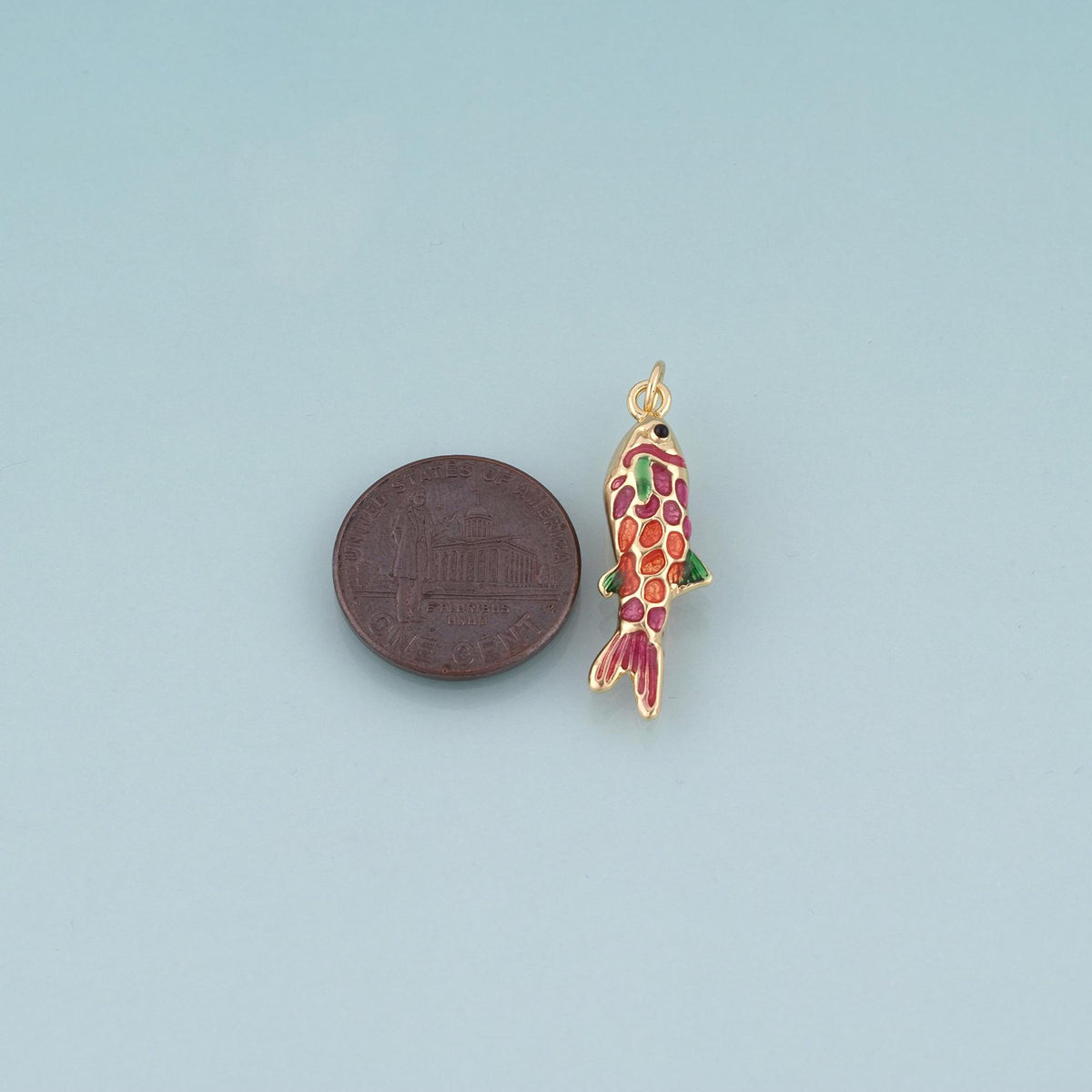 18K Gold Filled Koi Pendant,Luck Charm Bracelet Necklace for DIY Jewelry Making Supply