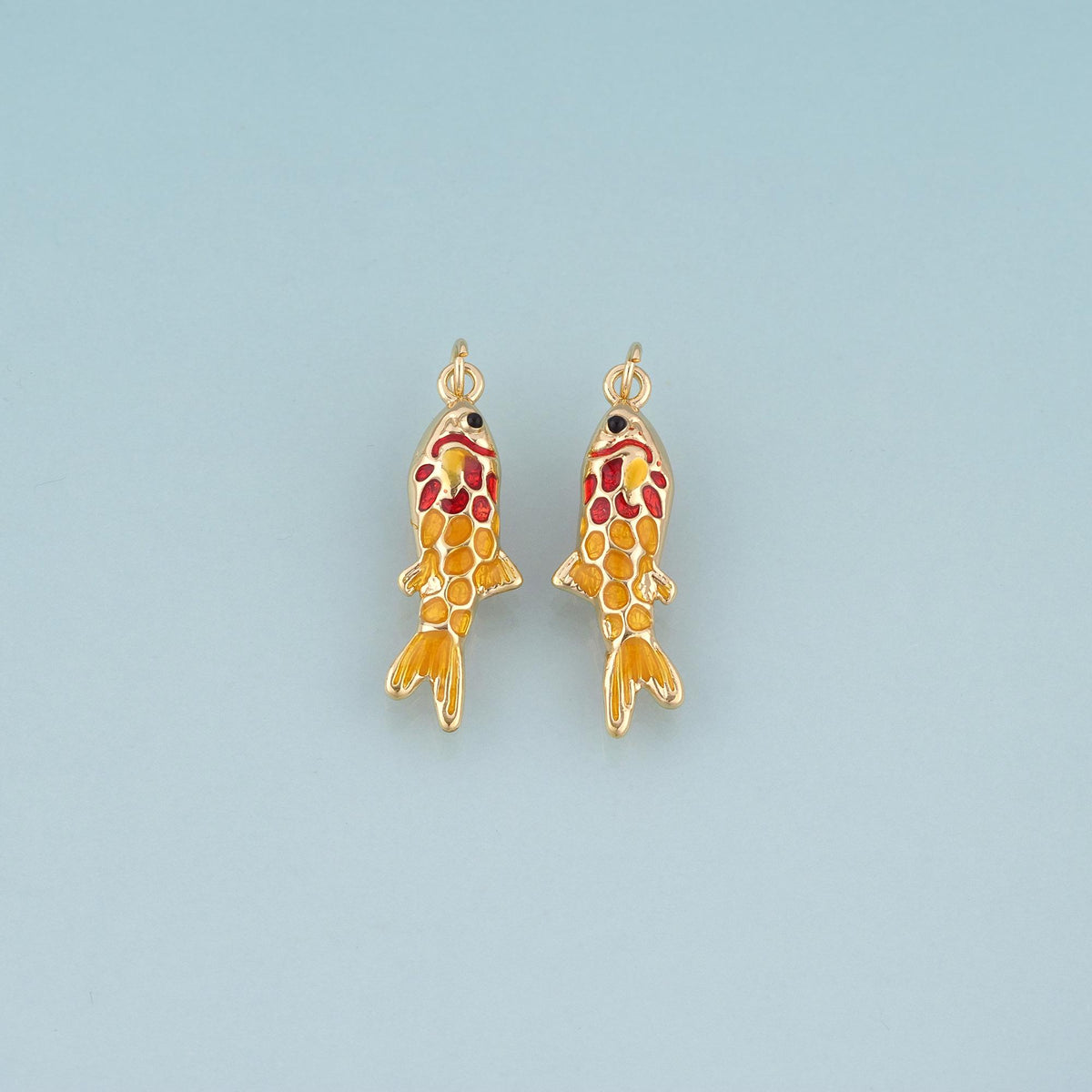 18K Gold Filled Koi Pendant,Luck Charm Bracelet Necklace for DIY Jewelry Making Supply