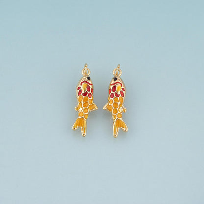 18K Gold Filled Koi Pendant,Luck Charm Bracelet Necklace for DIY Jewelry Making Supply
