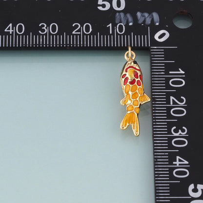 18K Gold Filled Koi Pendant,Luck Charm Bracelet Necklace for DIY Jewelry Making Supply
