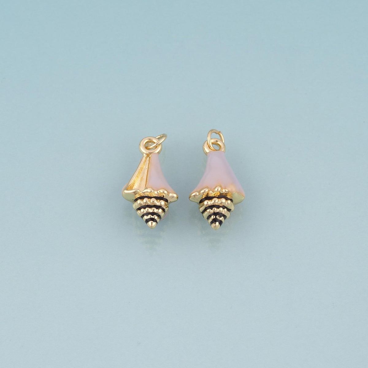 18K Gold Filled Enamel Conch Pendant,Ocean Beach Charm Bracelet Necklace for DIY Jewelry Making Supply