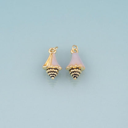 18K Gold Filled Enamel Conch Pendant,Ocean Beach Charm Bracelet Necklace for DIY Jewelry Making Supply