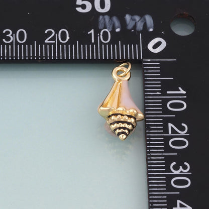 18K Gold Filled Enamel Conch Pendant,Ocean Beach Charm Bracelet Necklace for DIY Jewelry Making Supply