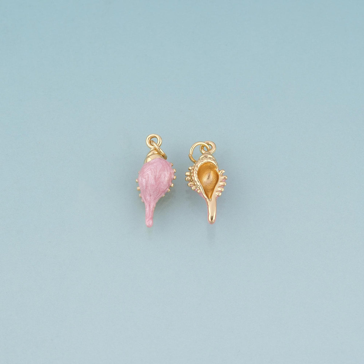 18K Gold Filled Enamel Spike Conch Pendant,Ocean Beach Charm Bracelet Necklace for DIY Jewelry Making Supply