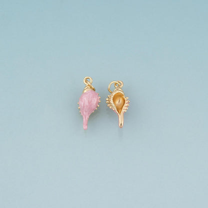 18K Gold Filled Enamel Spike Conch Pendant,Ocean Beach Charm Bracelet Necklace for DIY Jewelry Making Supply