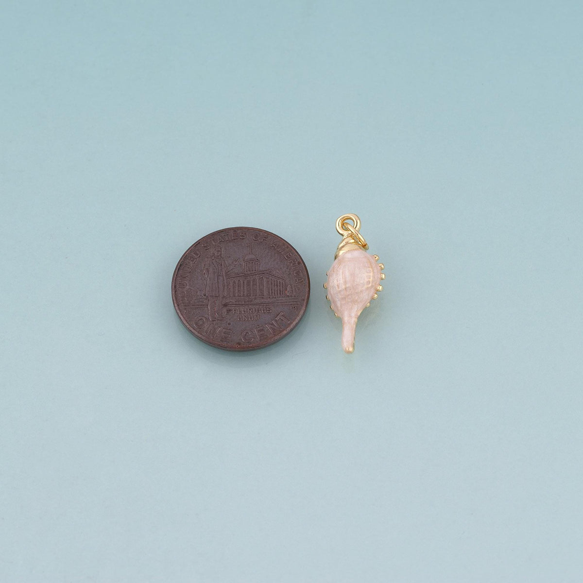 18K Gold Filled Enamel Spike Conch Pendant,Ocean Beach Charm Bracelet Necklace for DIY Jewelry Making Supply