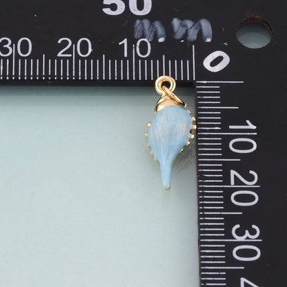 18K Gold Filled Enamel Spike Conch Pendant,Ocean Beach Charm Bracelet Necklace for DIY Jewelry Making Supply