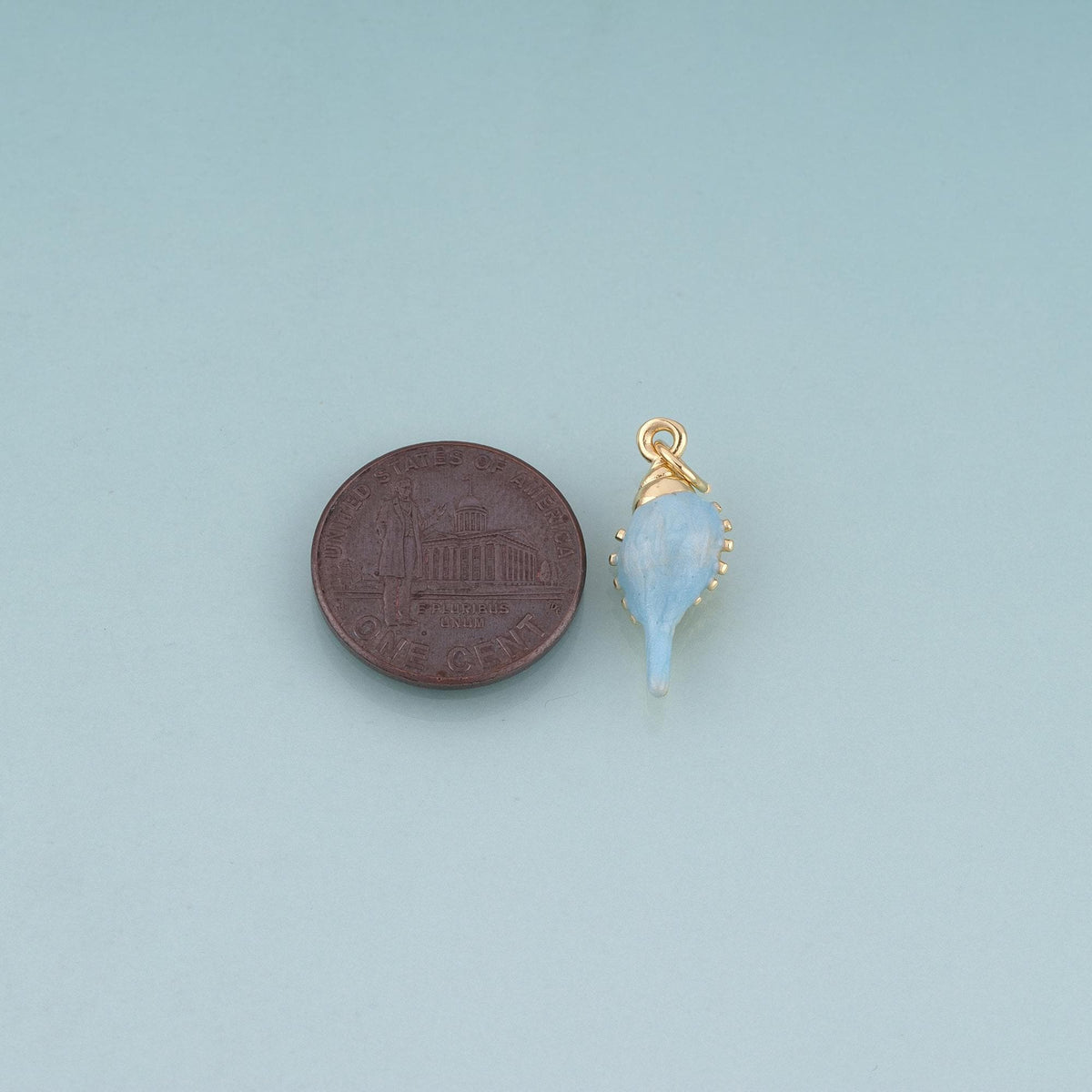 18K Gold Filled Enamel Spike Conch Pendant,Ocean Beach Charm Bracelet Necklace for DIY Jewelry Making Supply