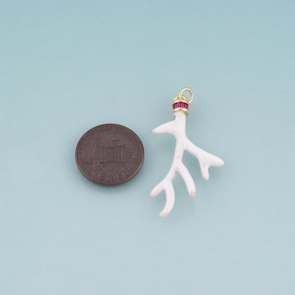 18K Gold Filled Enamel Coral Branch Pendant,Ocean Beach Charm Bracelet Necklace for DIY Jewelry Making Supply