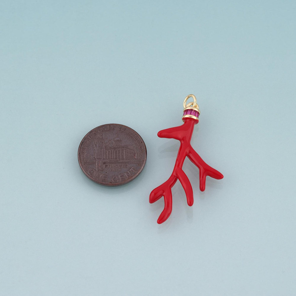 18K Gold Filled Enamel Coral Branch Pendant,Ocean Beach Charm Bracelet Necklace for DIY Jewelry Making Supply