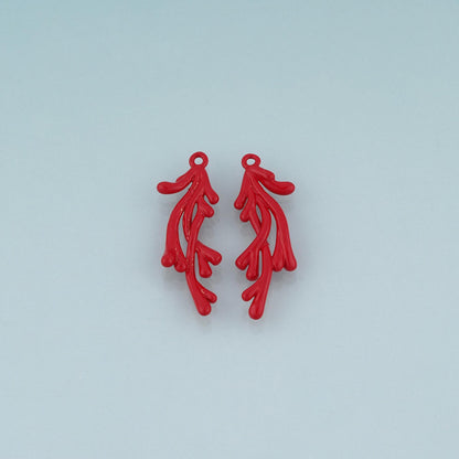18K Gold Filled Enamel Coral Branch Pendant,Ocean Beach Charm Bracelet Necklace for DIY Jewelry Making Supply