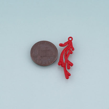 18K Gold Filled Enamel Coral Branch Pendant,Ocean Beach Charm Bracelet Necklace for DIY Jewelry Making Supply