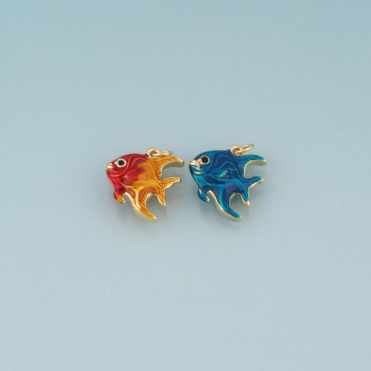 18K Gold Filled Enamel Tropical Fish Pendant,Ocean Animal Charm Bracelet Necklace for DIY Jewelry Making Supply