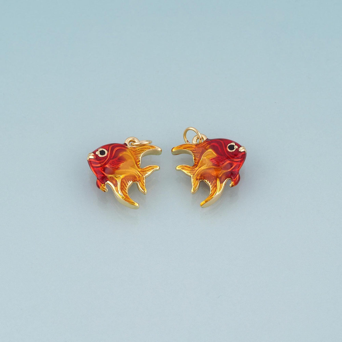 18K Gold Filled Enamel Tropical Fish Pendant,Ocean Animal Charm Bracelet Necklace for DIY Jewelry Making Supply