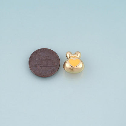 18K Gold Filled Enamel Rabbit Bead,Cute Spacer Bead Bracelet Necklace for DIY Jewelry Making Supply