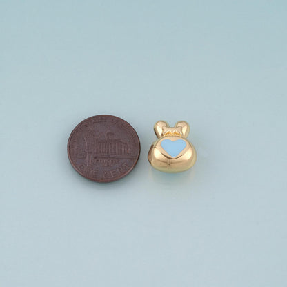 18K Gold Filled Enamel Rabbit Bead,Cute Spacer Bead Bracelet Necklace for DIY Jewelry Making Supply
