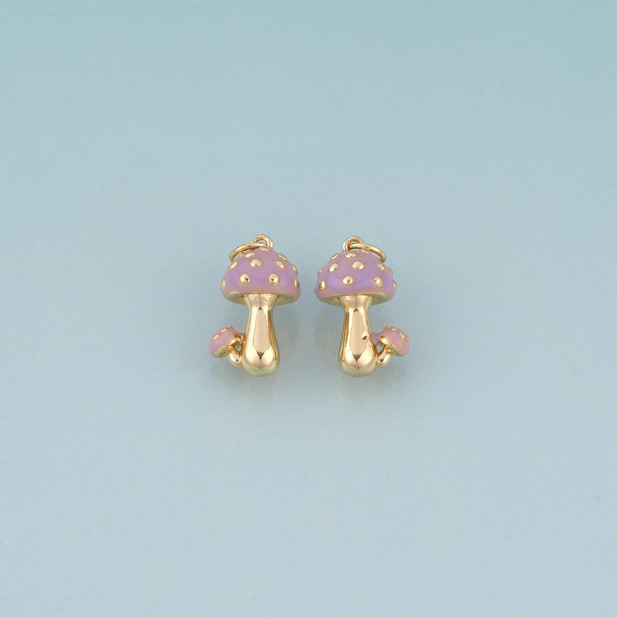 18K Gold Filled Enamel Mushroom Pendant,Cute Charm Bracelet Necklace for DIY Jewelry Making Supply