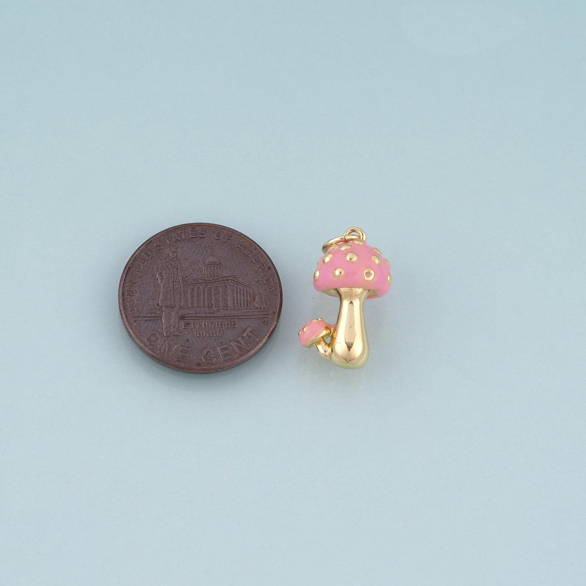 18K Gold Filled Enamel Mushroom Pendant,Cute Charm Bracelet Necklace for DIY Jewelry Making Supply