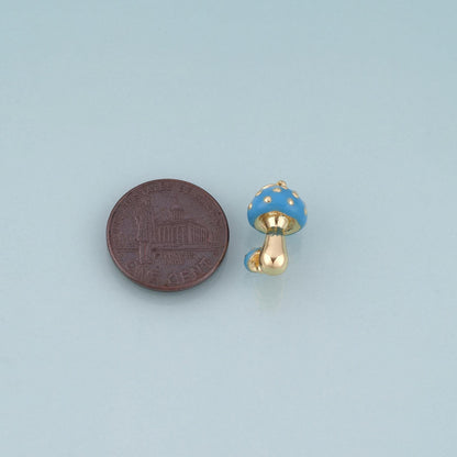 18K Gold Filled Enamel Mushroom Pendant,Cute Charm Bracelet Necklace for DIY Jewelry Making Supply