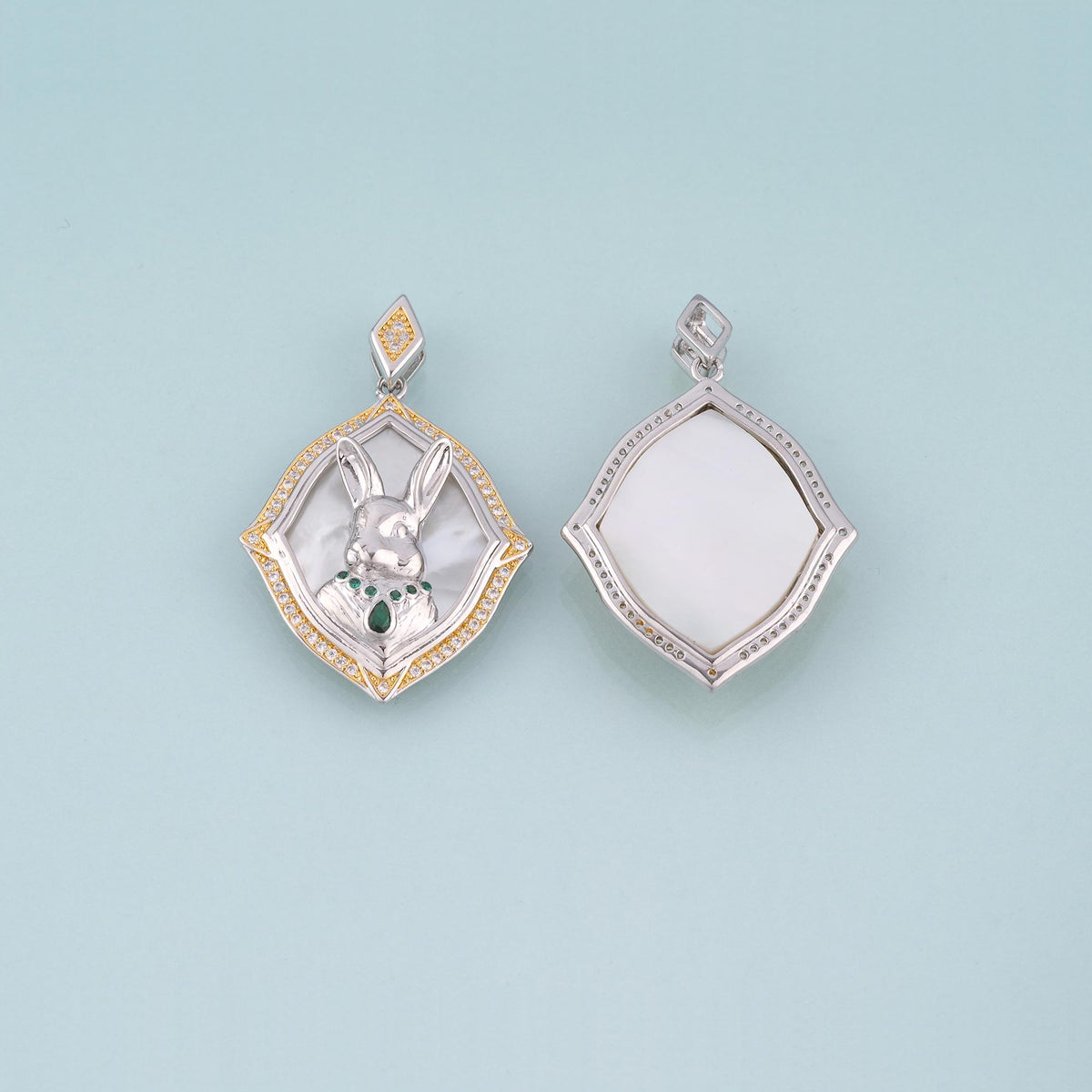 18K Gold Filled CZ Rabbit Pendant,Cute Charm Bracelet Necklace for DIY Jewelry Making Supply