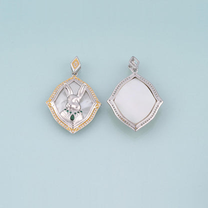 18K Gold Filled CZ Rabbit Pendant,Cute Charm Bracelet Necklace for DIY Jewelry Making Supply