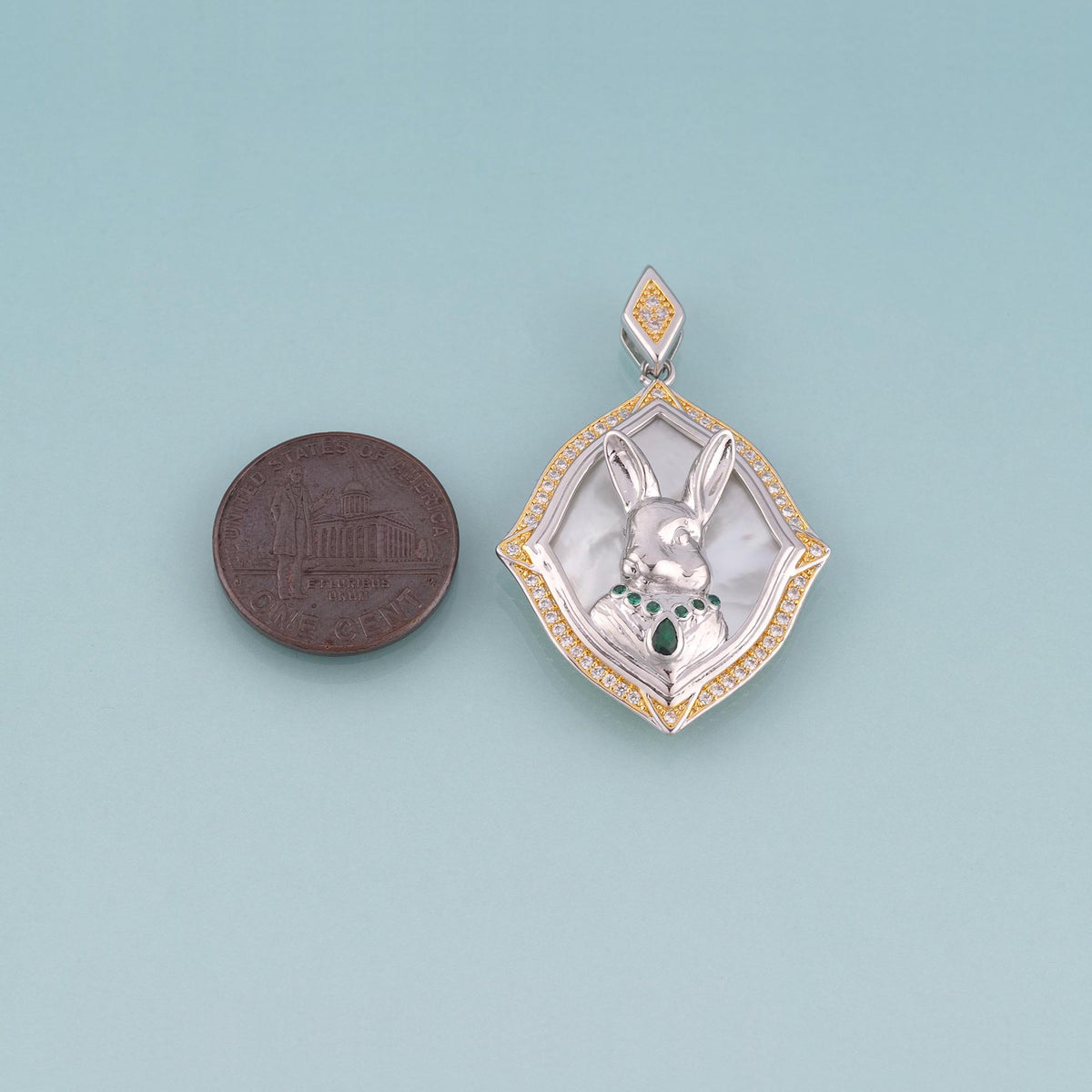 18K Gold Filled CZ Rabbit Pendant,Cute Charm Bracelet Necklace for DIY Jewelry Making Supply