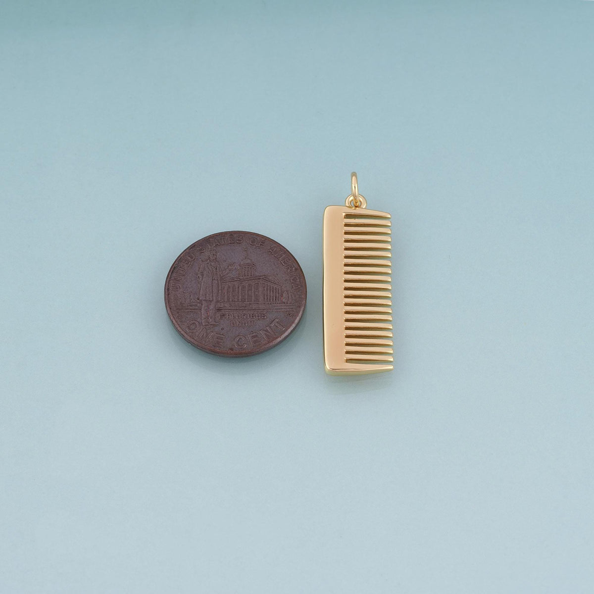 18K Gold Filled Comb Pendant,Barber Set Charm Bracelet Necklace for DIY Jewelry Making Supply