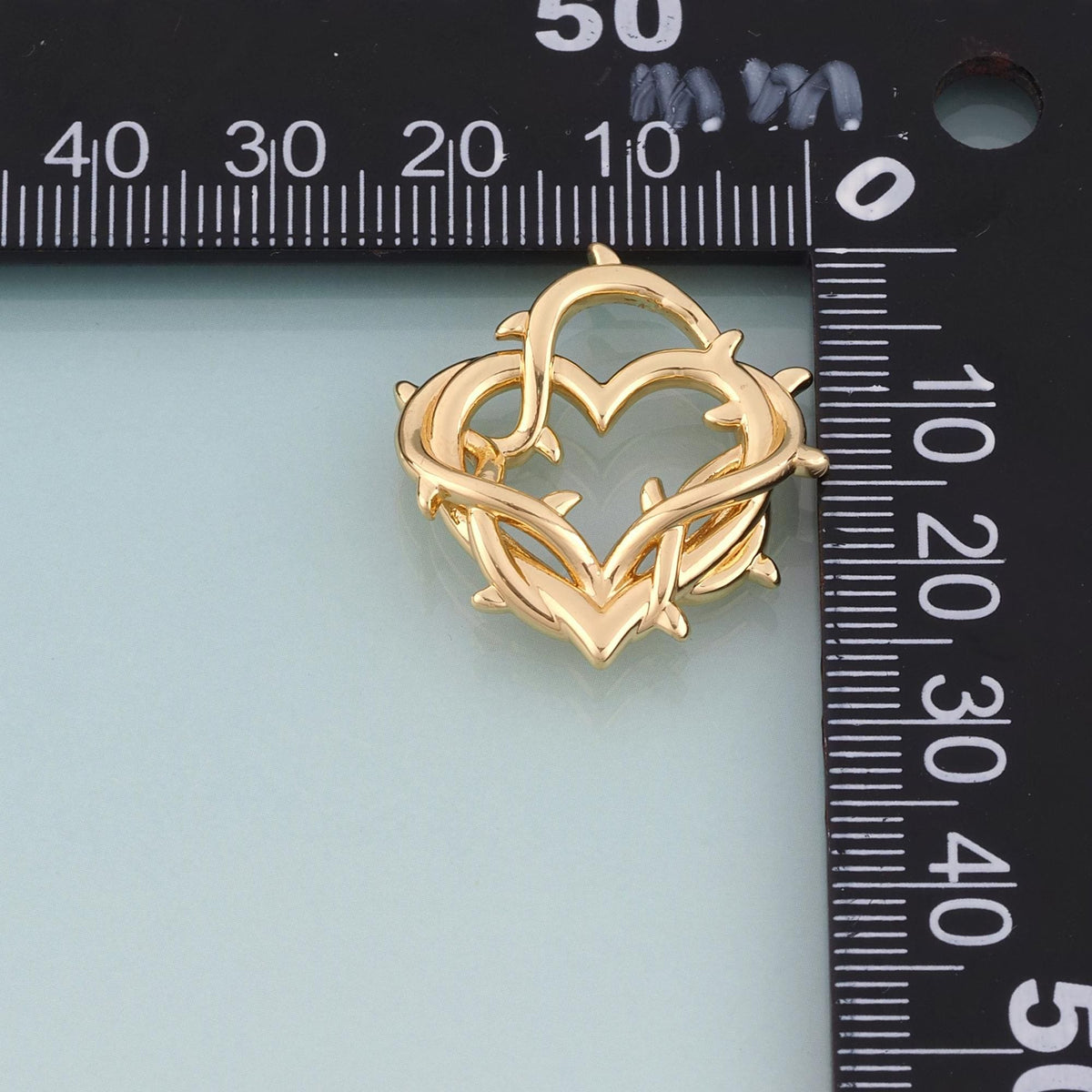 18K Gold Filled Heart of Thorns Pendant,Minimalist Heart Charm Bracelet Necklace for DIY Jewelry Making Supply