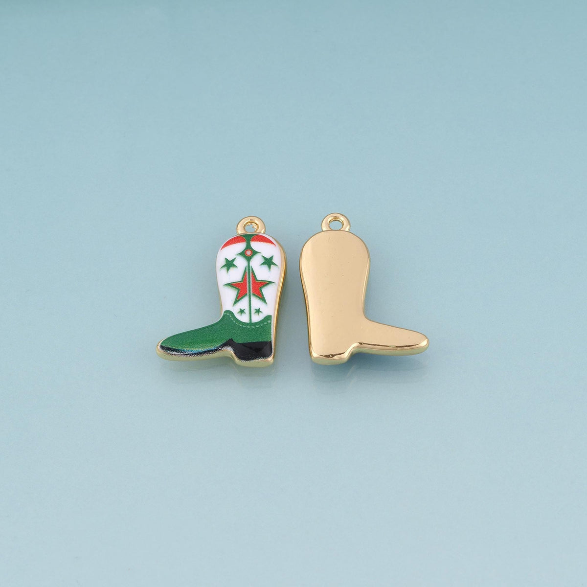 18K Gold Filled Ceramics Boots Pendant,Enamel Illustration Charm Bracelet Necklace for DIY Jewelry Making Supply