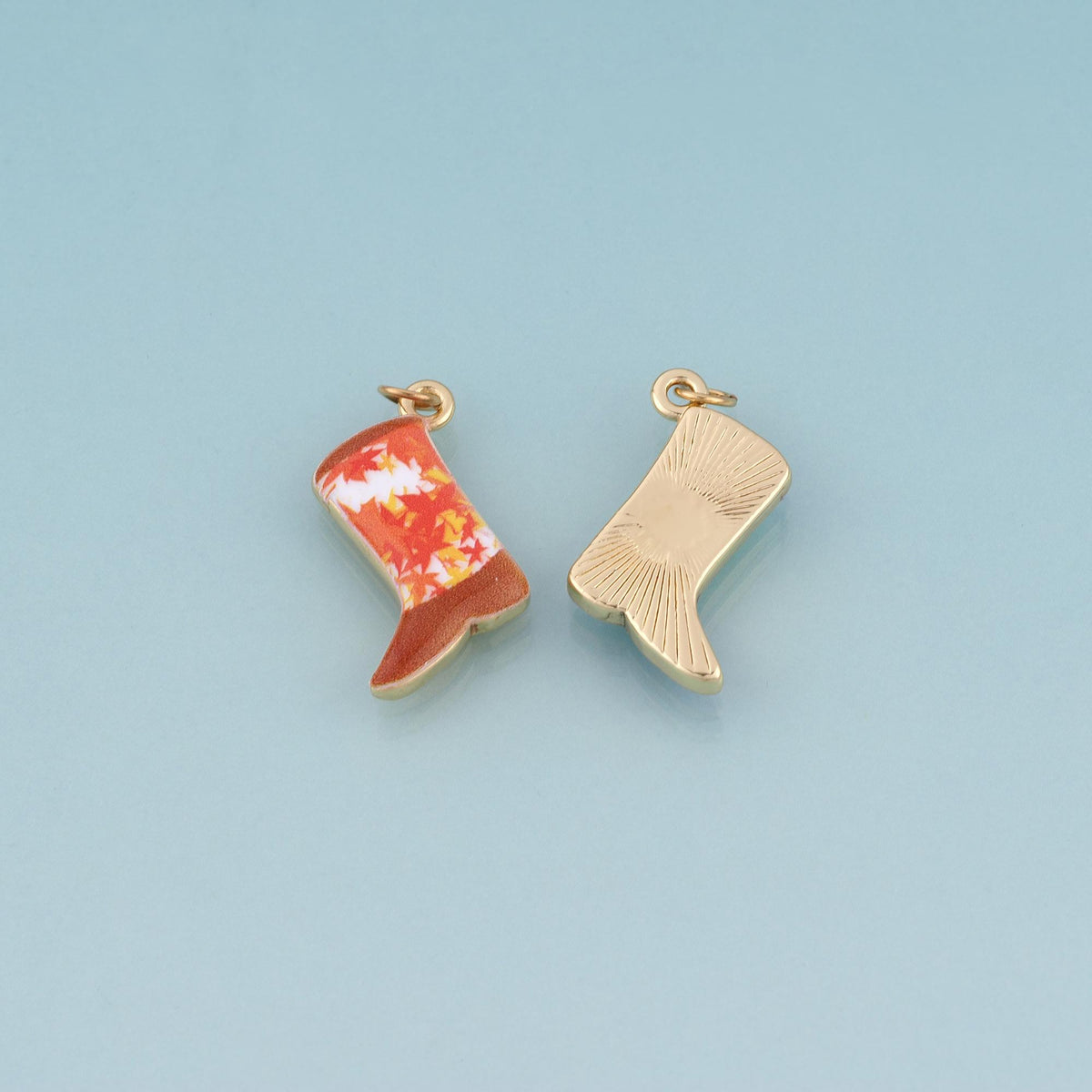 18K Gold Filled Ceramics Boots Pendant,Enamel Illustration Charm Bracelet Necklace for DIY Jewelry Making Supply