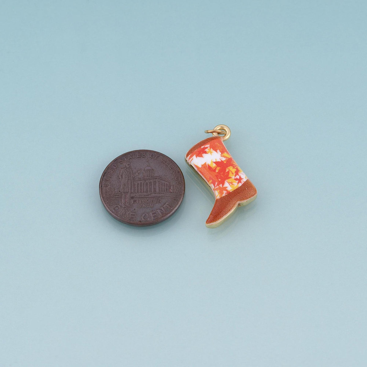 18K Gold Filled Ceramics Boots Pendant,Enamel Illustration Charm Bracelet Necklace for DIY Jewelry Making Supply