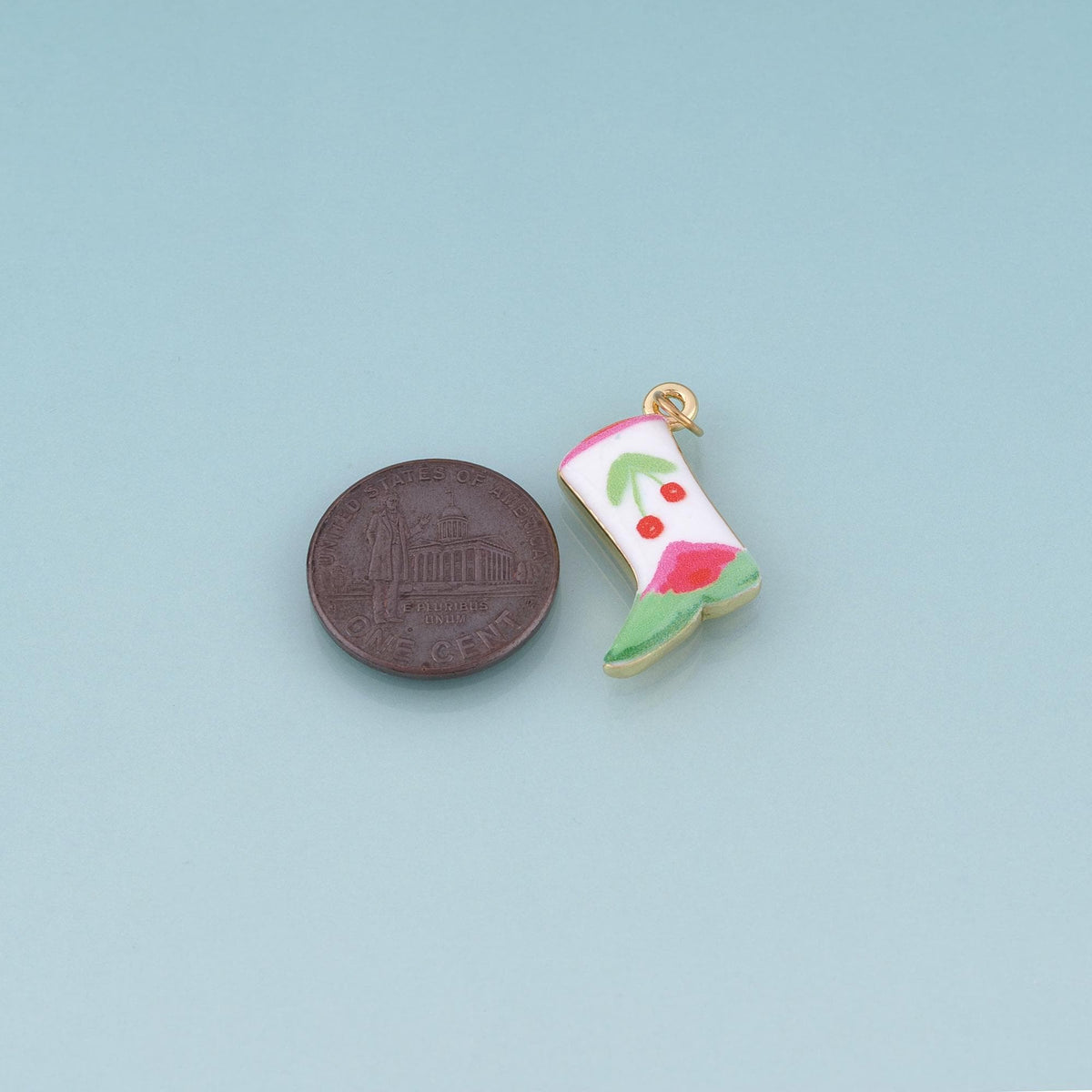 18K Gold Filled Ceramics Boots Pendant,Enamel Illustration Charm Bracelet Necklace for DIY Jewelry Making Supply