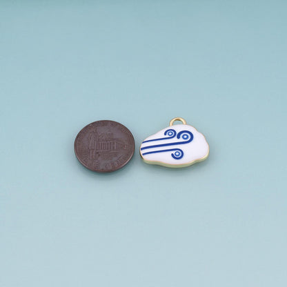18K Gold Filled Ceramics Cloud Pendant,Enamel Illustration Charm Bracelet Necklace for DIY Jewelry Making Supply