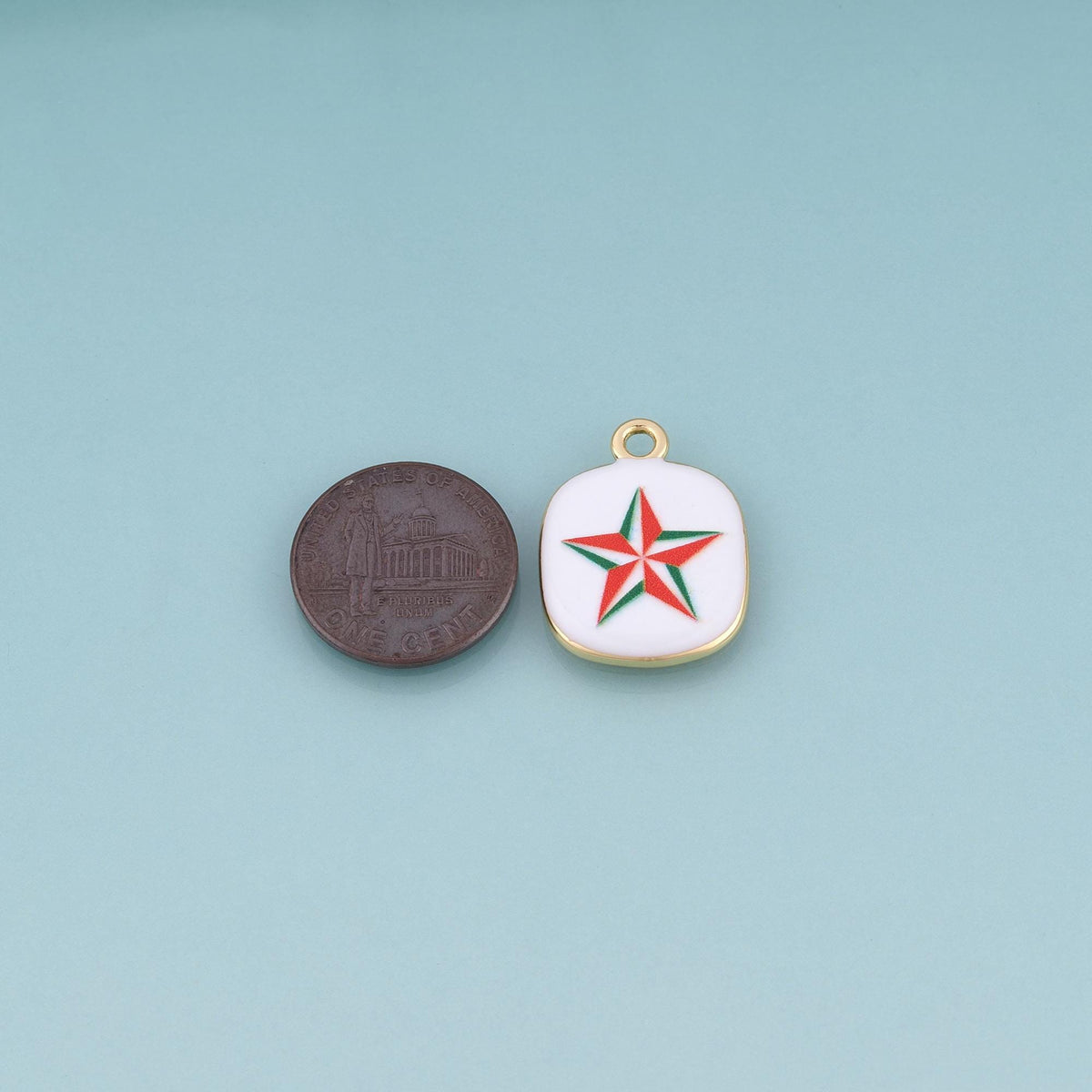 18K Gold Filled Enamel Square Charm Pendant for Jewelry Making