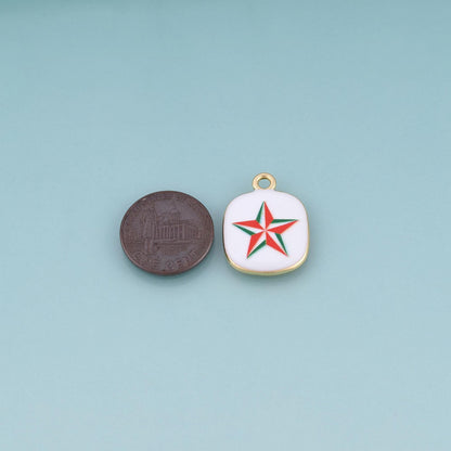 18K Gold Filled Enamel Square Charm Pendant for Jewelry Making
