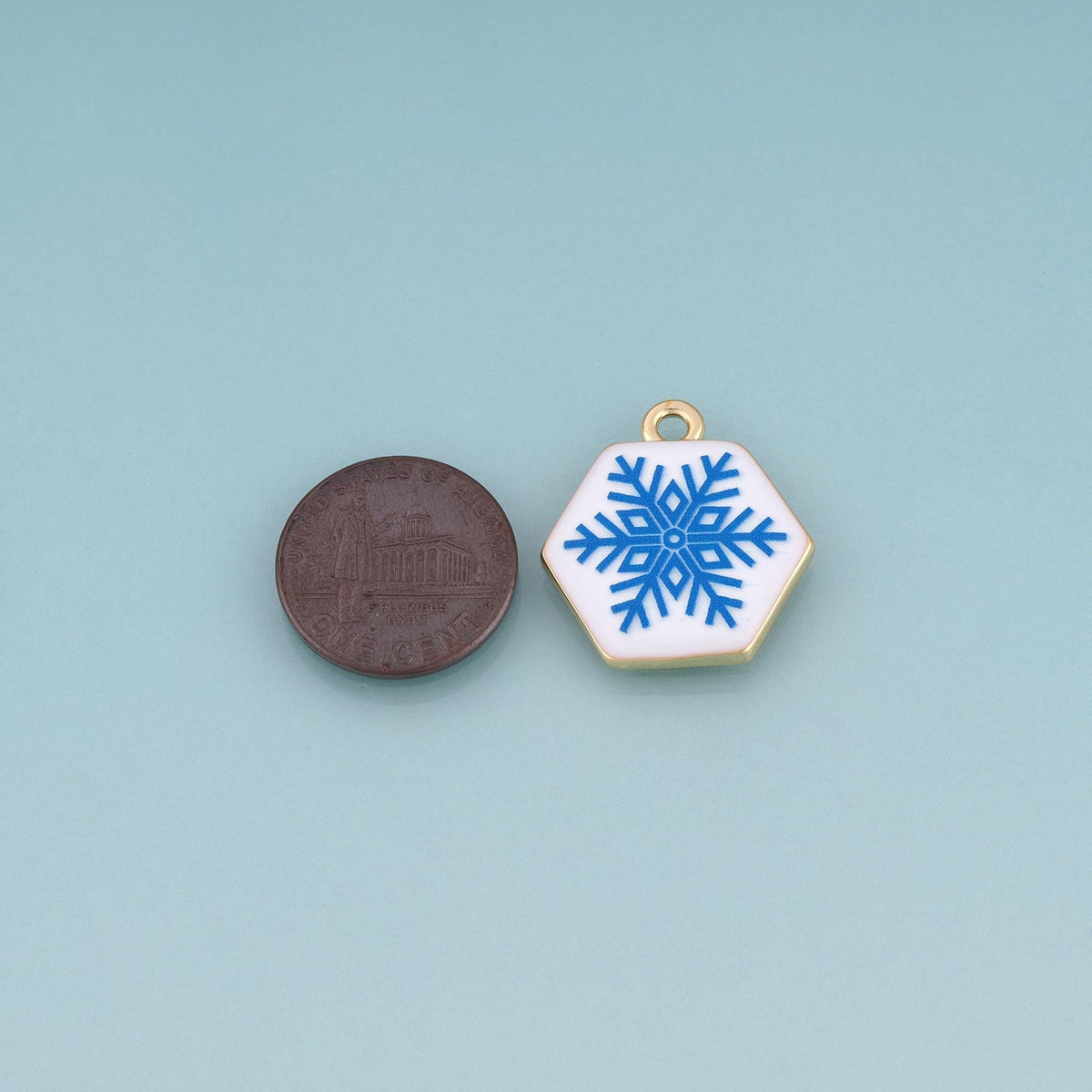 18K Gold Filled Ceramics Hexagon Pendant,Enamel Heart Illustration Charm Bracelet Necklace for DIY Jewelry Making Supply