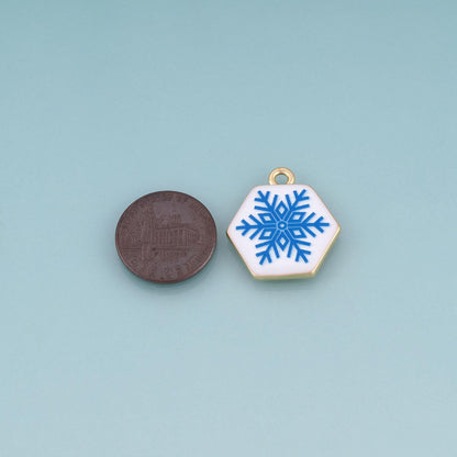 18K Gold Filled Ceramics Hexagon Pendant,Enamel Heart Illustration Charm Bracelet Necklace for DIY Jewelry Making Supply