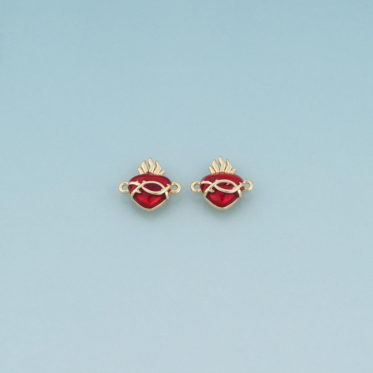 18K Gold Filled Enamel Sacred Heart of Thorns Connector,Retro Religion Charm Connector Bracelet Necklace for DIY Jewelry Maki