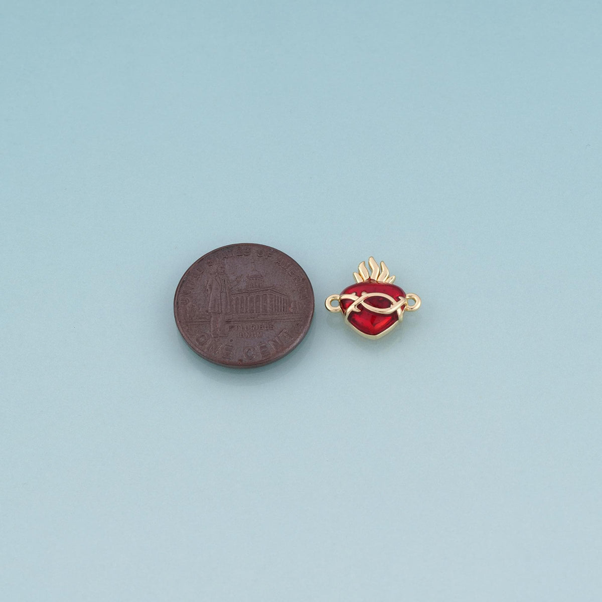 18K Gold Filled Enamel Sacred Heart of Thorns Connector,Retro Religion Charm Connector Bracelet Necklace for DIY Jewelry Maki